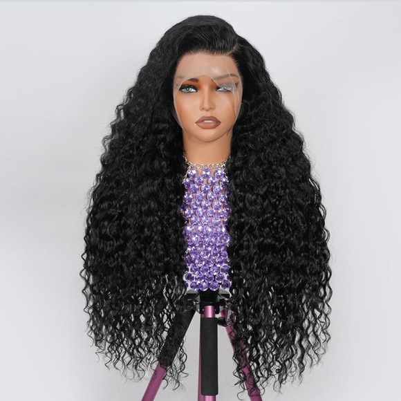 28” Deep Wave Lace Front Wig 13x6 HD Lace Human Hair 180% Density Pre Plucked - Picture 2 of 5